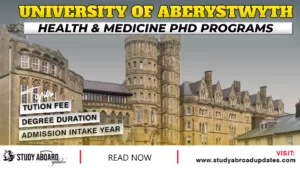 Aberystwyth University Health & Medicine Phd Programs