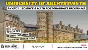 Aberystwyth University Physical Science & Math Postgraduate Programs