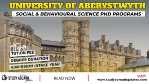Aberystwyth University Social & Behavioural Science PHD Programs
