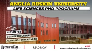 Anglia Ruskin University Life Sciences PHD Programs