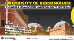 University of Birmingham Business & Management Undergraduate Programs
