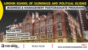 London School of Economics and Political Science Business & Management Postgraduate Programs