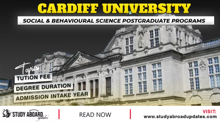Cardiff University Social & Behavioural Science postgraduate programs