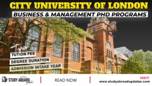 City University Of London Business & Management PHD programs