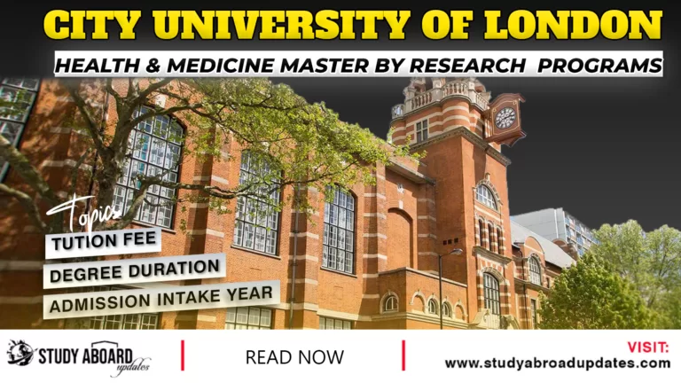 City University Of London Health & Medicine Master by Research programs