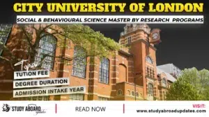 City University Of London Social & Behavioural Science Master by Research programs