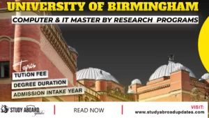 University of Birmingham Computer & IT Master by Research Programs