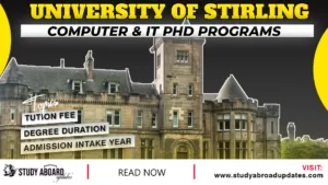 University of Stirling Computer & IT PHD Programs