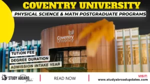 Coventry University Physical Science & Math Postgraduate Programs