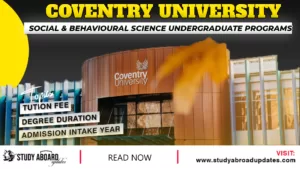 Coventry University Social & Behavioural Science Undergraduate programs