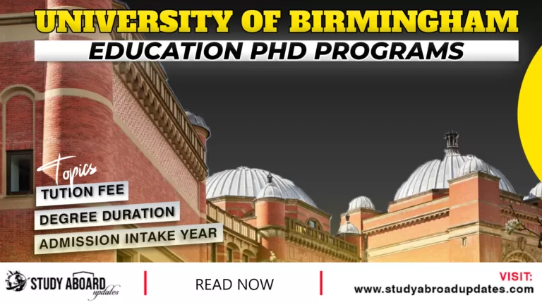 University of Birmingham Education PHD Programs