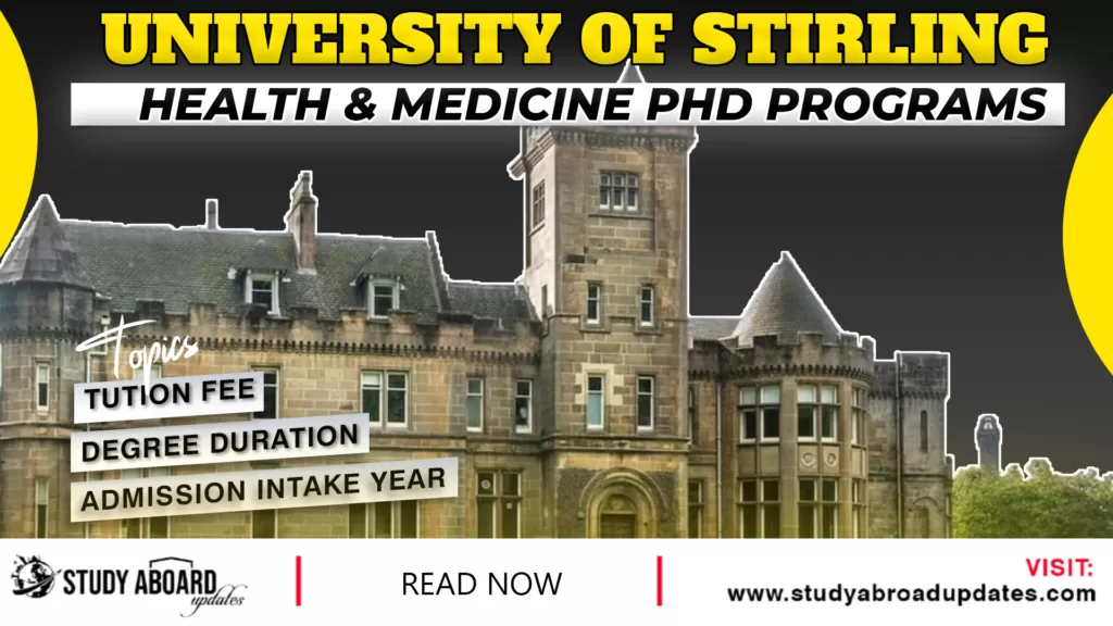 University of Stirling Health & Medicine PHD Programs