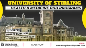 University of Stirling Health & Medicine PHD Programs