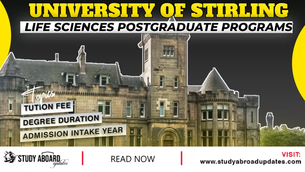 University of Stirling Life Sciences Postgraduate Programs