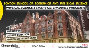 London School of Economics and Political Science Physical Science & Math Postgraduate Programs