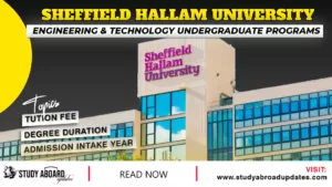 Sheffield Hallam University Engineering & Technology Undergraduate programs