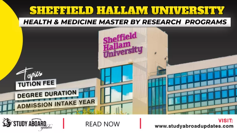 Sheffield Hallam University Health & Medicine Master by Research programs