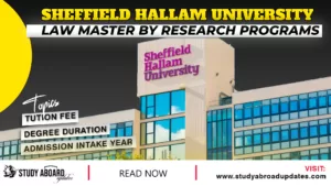 Sheffield Hallam University Law Master by Research programs