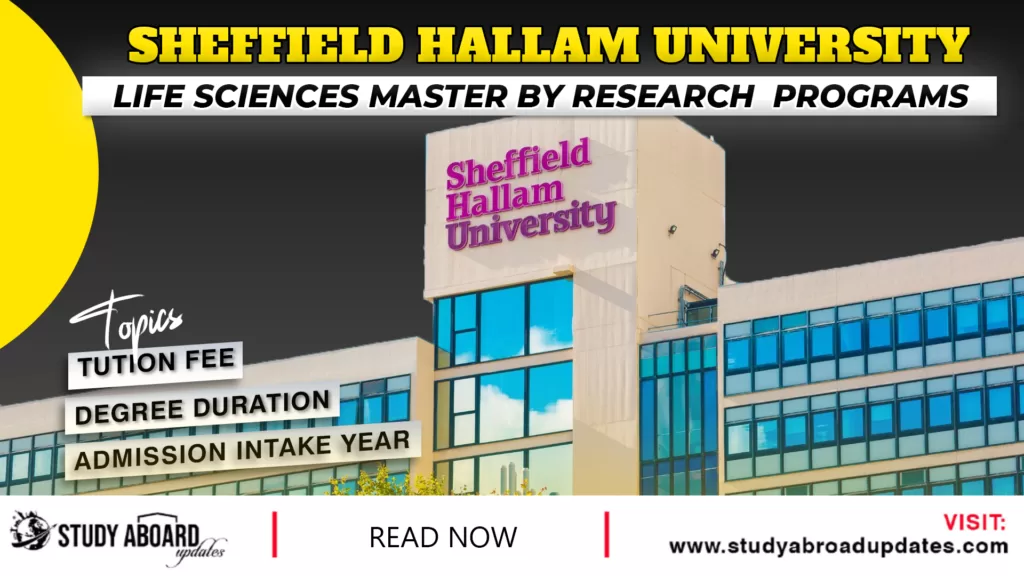 Sheffield Hallam University Life Sciences Master by Research programs