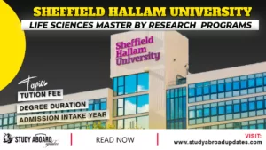 Sheffield Hallam University Life Sciences Master by Research programs