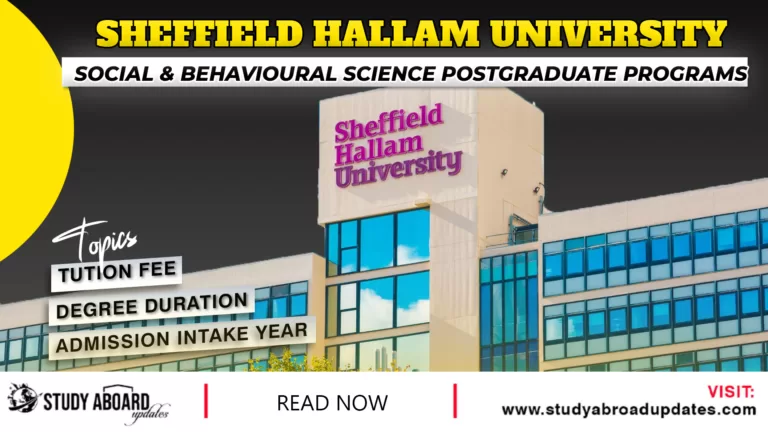 Sheffield Hallam University Social & Behavioural Science postgraduate programs