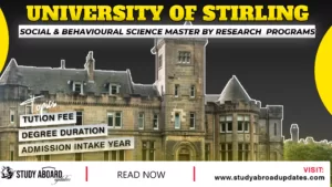 University of Stirling Social and Behavioral Science Master by Research Programs