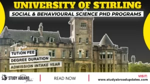 University of Stirling Social and Behavioral Science PHD Programs