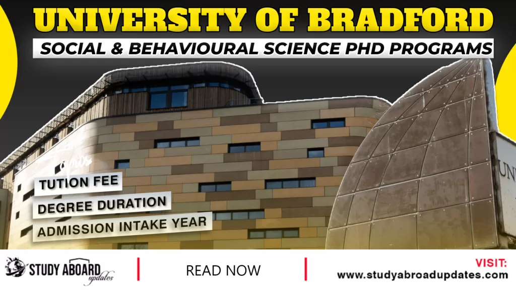 University of Bradford Social & Behavioural Science PHD Programs