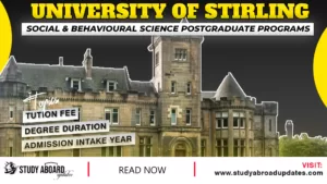 University of Stirling Social and Behavioral Science Postgraduate Programs
