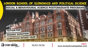 London School of Economics and Political Science Social & Behavioural Science Postgraduate Programs