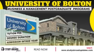 University of Bolton Business & Management Postgraduate Programs