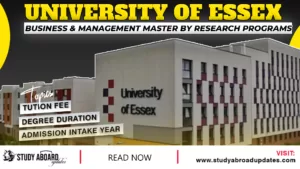 University of Essex Business & Management Master by Research Programs