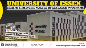 University of Essex Health & Medicine Master by Research Programs