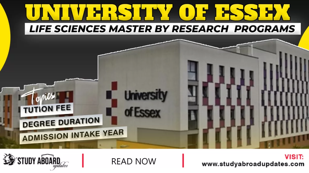 University of Essex Life Sciences Master by Research Programs