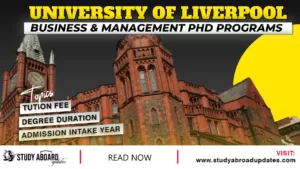 University of Liverpool Business & Management Phd programs