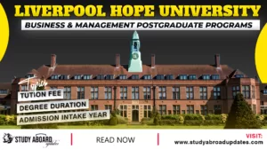 University of Liverpool Business & Management Postgraduate programs