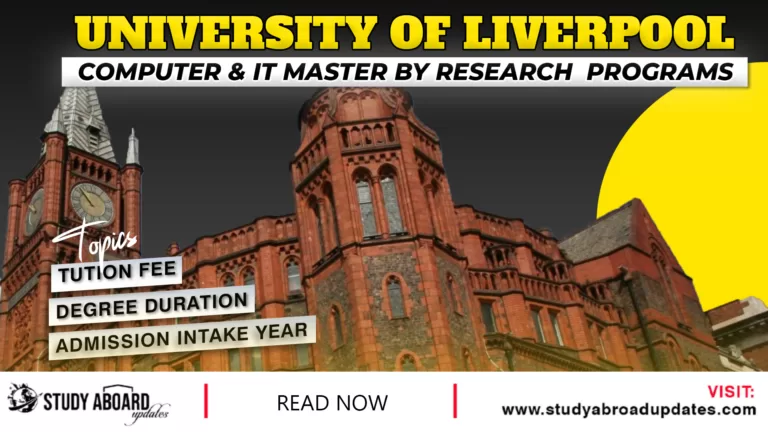 University of Liverpool Computer & IT Master by Research programs