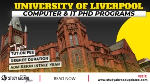 University of Liverpool Computer & IT Phd programs
