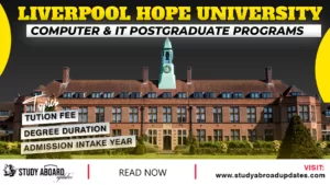 University of Liverpool Computer & IT Postgraduate programs