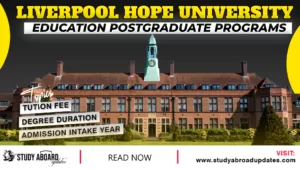 University of Liverpool Education Postgraduate programs