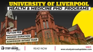 University of Liverpool Health & Medicine Phd programs