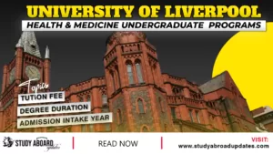 University of Liverpool Health & Medicine Undergraduate programs