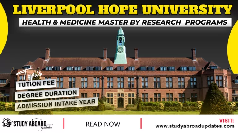 University of Liverpool Hope Health & Medicine Master by Research programs