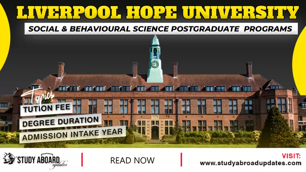 University of Liverpool Hope Social & Behavioural Science postgraduate programs