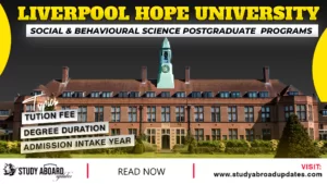 University of Liverpool Hope Social & Behavioural Science postgraduate programs