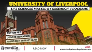 University of Liverpool Life Sciences Master by Research programs