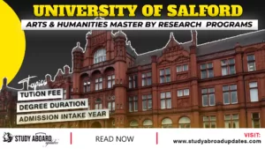 University of Salford Arts & Humanities Master by Research programs