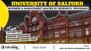 University of Salford Business & Management Master by Research programs