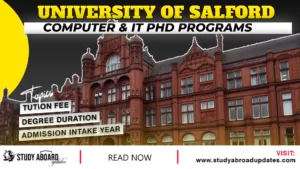 University of Salford Computer & IT PHD programs
