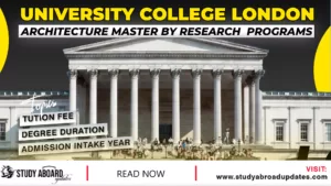 University College London Architecture Master by Research Programs